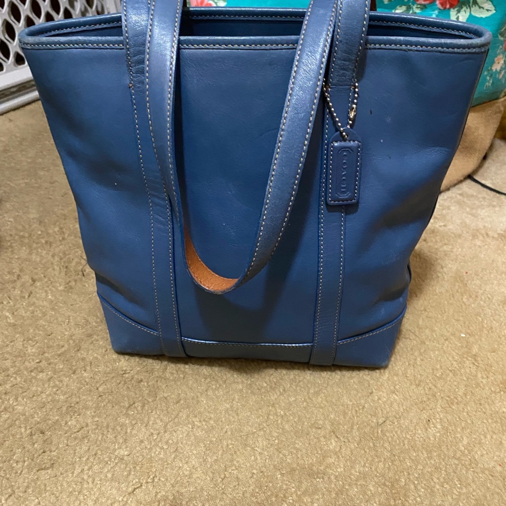 Blue leather Coach purse